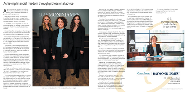 Cindy is included in Abbotsford News’ Profiles of Excellence featuring industry leaders