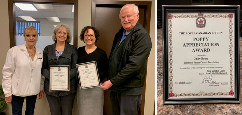 Abbotsford Royal Canadian Legion presented Margaret and Cindy with a Poppy Appreciation Award