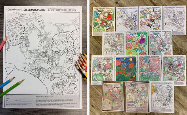 Sheryl Boury from the CBPWM team colouring sheet and colouring entries